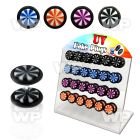 1764zl display w acrylic fake cheater plugs beach ball pattern belly piercing