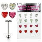 1764zs display w surgical steel tongue bars 1 6mm heart shaped tongue piercing
