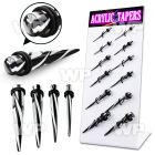 17mi9e display w acrylic taper tri color swirl pattern in black ear lobe piercing