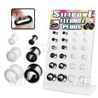 17mie0 display w black white silicon flesh tunnels size 4mm ear lobe piercing