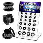 17miee display w black acrylic screw fit flesh tunnels size 6mm ear lobe piercing