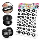 17mike display w of black silicon flesh tunnels size 4mm 18mm ear lobe piercing