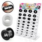 17mikp display w of white black silicon flesh tunnels size 4mm ear lobe piercing