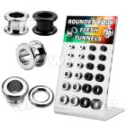 17mise display w black ion plated steel flesh tunnel plug roun ear lobe piercing