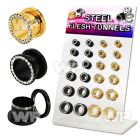 17misy7 display w gold black ion plated surgical steel flesh ear lobe piercing