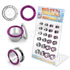 17miy04 display w surgical steel flesh tunnel ferido glued fuchsi ear lobe piercing