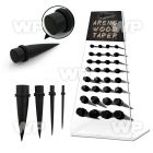 17miyy display 32 pcs of black areng wood tapers double silicon ear lobe piercing