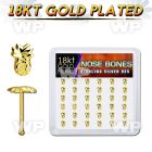 18bvpa36 box w silver nose bone 18k gold plating pineapple top