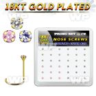 18nwzbm box 36 gold plated silver nose screws w 1.5mm mix cz