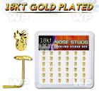 18svpa36 box w silver nose stud 18k gold plating pineapple top