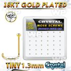 18w6xc box gold plated silver nose screws 1.25mm clear crystals