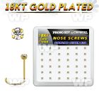 18wp14xc box gold plated silver nose screws w set 2mm crystals