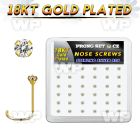 18wz2xc box 36 gold plated silver nose screws w set 2mm clear cz