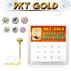 19i36ek box w of 9kt gold nose screw 1 5mm 2mm prong set round nose piercing
