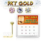 19i36el box w of 9k gold nose screw round 2mm prong set cz stones nose piercing