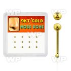 19iu4s box w of 9kt gold nose bone 1 5mm ball shaped top nose piercing