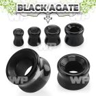 1i388 black agate stone double flared eyelet