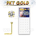 1i3g96 box 24 pcs 9kt gold nose screw 1 5mm prong set clear cz nose piercing