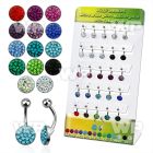 1j8fe0 display w 316l steel belly ring w ferido glue crystals belly piercing