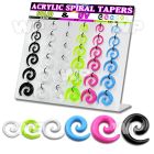 1jfmey display w acrylic spiral coil tapers in mixed colors size ear lobe piercing