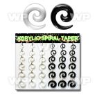 1jfmz display w black white acrylic spiral coil tapers size ear lobe piercing