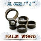 1mo4fb xl big gaue sized palm wood double flare flesh tunnel plu ear lobe piercing