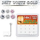 1o36ek box w of 14kt white gold nose screw 1 5mm 2mm prong set nose piercing
