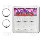 1u3jy box 18 pcs of silver 925 nose rings 9 pcs ball 9 pcs nose piercing
