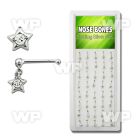 1u416k box w silver 925 nose bone small dangling star clear rou nose piercing