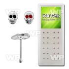 1u432j box w silver nose bone skull top red colored resin eyes nose piercing