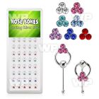 1u4aj0 box w silver nose bone round triple crystals in mixed nose piercing