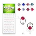 1u4ajs box w silver nose bone square crystals in mixed colors nose piercing