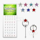 1u4ajz box w silver nose bone star shape round center crystal nose piercing