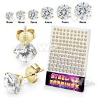 1w3rgai gold pvd plated finish steel earstuds 3mm to 8mm 60