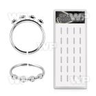 1xj496 box w silver seamless nose hoop w 4 clear 1.5mm crystals 