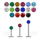 316l steel labret 18g w 3mm ferido multi crystal ball