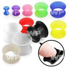 38hr ultra thin silicone double flared flesh tunnel ear lobe piercing