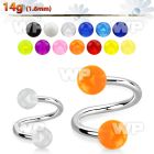 3mhq surgical steel spiral 1 6mm 5mm acrylic ball eyebrow piercing