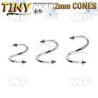 3mw6uk surgical steel eyebrow spiral 1mm 2mm cones eyebrow piercing