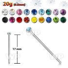 3u3 surgical steel bend it nose stud 0 8mm 2mm round cryst nose piercing