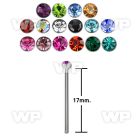 3u3et surgical steel bend it nose stud 1mm 2mm round crystal 