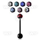 4426z black surgical steel tongue bar 1 6mm 6mm multi jewel tongue piercing