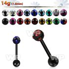 4426z black surgical steel tongue bar 1 6mm 6mm multi jewel tongue piercing