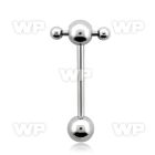 443mu4 316l steel spinner tongue bar 1 6mm 6mm balls 1 2mm tongue piercing