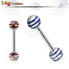 444n surgical steel tongue barbell 1 6mm 6mm striped steel nipple piercing