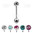 44das6 surgical steel tongue bar 1 6mm 5mm multi crystal ferido tongue piercing