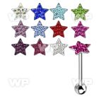 44jrce surgical steel tongue bar 1 6mm flat star shaped top fer tongue piercing