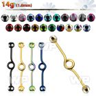 44r62 ion plated steel industrial loop barbell 1 6mm 5mm multi tongue piercing
