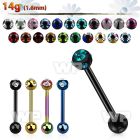 44r6z ion plated surgical steel tongue bar 1 6mm top 6mm multi tongue piercing
