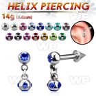 44wa004 surgical steel helix barbell 1 6mm 4mm steel ball cone eyebrow piercing